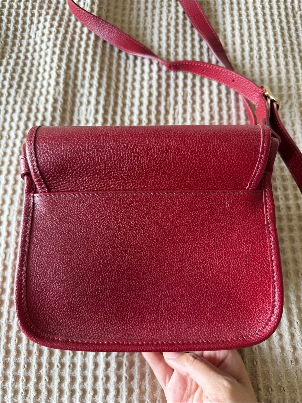 Longchamp Deep Red Pebbled Leather Crossbody Bag - Picture 6 of 10